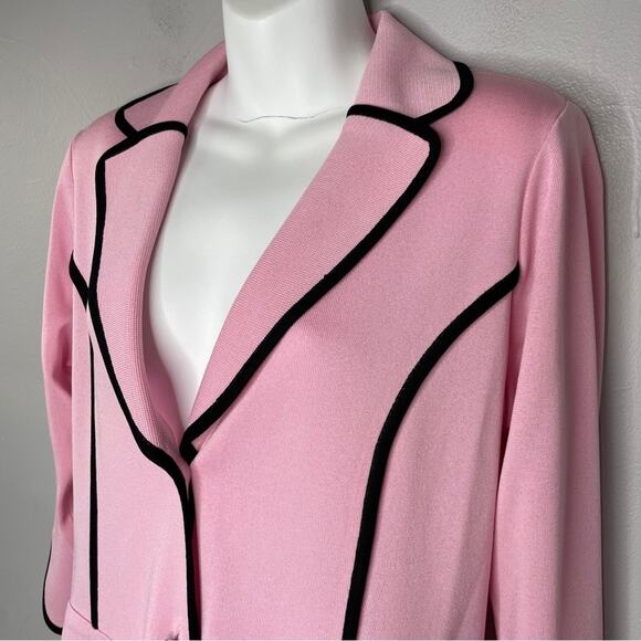 MISOOK Blazer Jacket Womens Size Small Petite Knit Petal Pink Feminine Easter - Picture 4 of 9